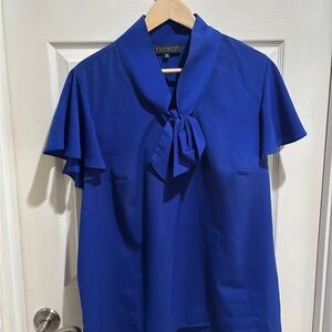 Eloquii Royal Blue Blouse with Bow Detail